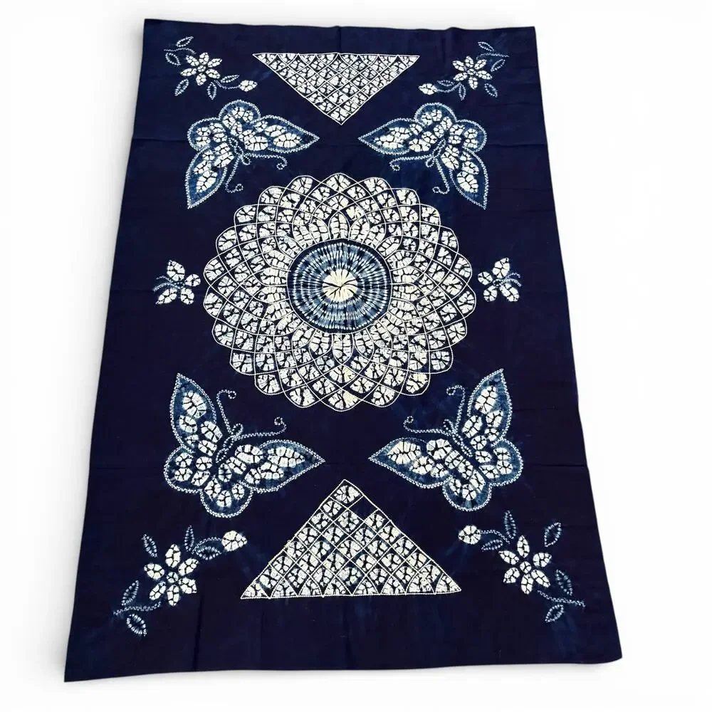 Handmade‎ Indigo Tie-Dye Tablecloth Tapestry Bai Ethnic Style